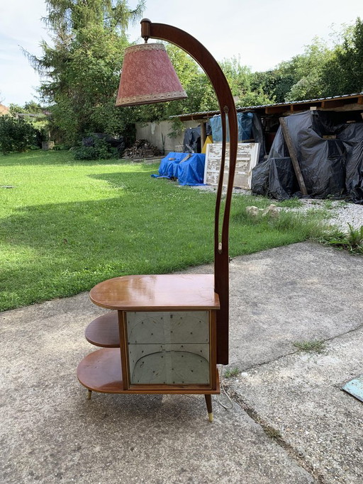 Mobile bar cocktail in noce con luce di Wilhelm Krechlok Kg, anni '50