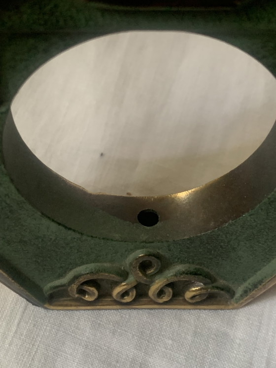 Art Deco klokbehuizing van gepatineerd metaal – decoratieve vintage klok, brons of messing (photo 3 of 11)