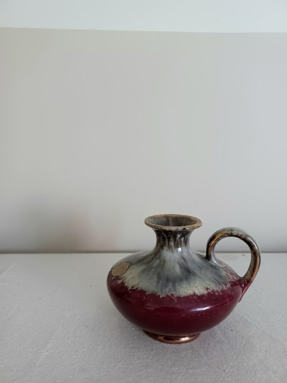 Image 1 of West German studio ceramics vase. Gradient / oxblood glaze. Mid-Century.