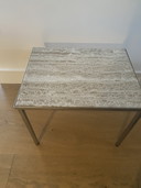 Vintage travertine chrome side table