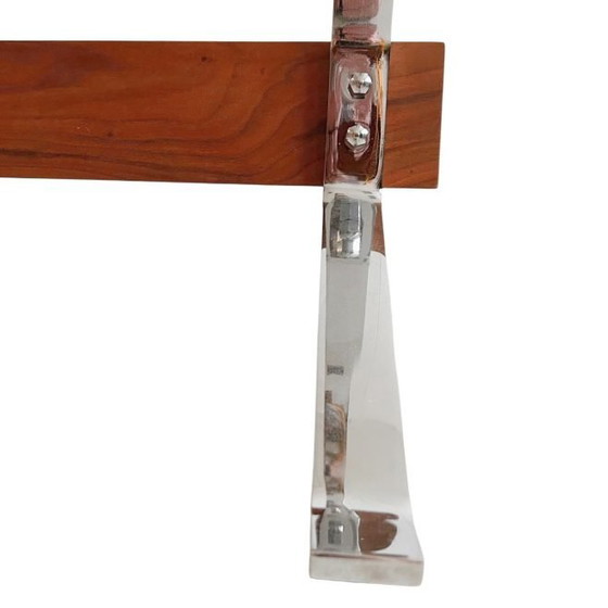 Image 1 of Vintage-Couchtisch im italienischen Design, Chrom, Glas, Teakholz, 1960er Jahre