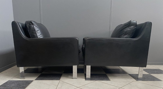 Image 1 of 2 black leather Tecta chairs by Hans Konecke 1960s model D45