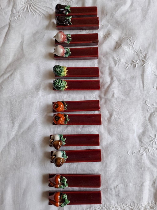 Vallauris vintage barbotine messenhouder x12