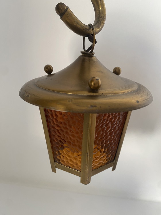 Image 1 of Lanterna da parete in rame antico Art Déco in stile Scuola di Amsterdam.