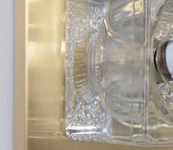 Image 1 of Peill & Putzler ice cube brass and glass wall or ceiling lamp