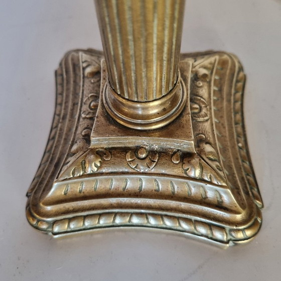 Image 1 of Lampada da scrivania Art Déco in opalino verde con base in bronzo