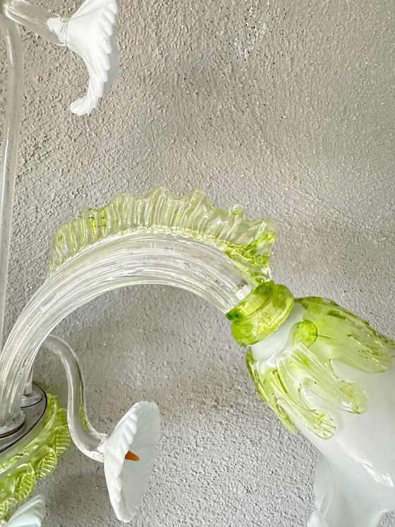 Vintage Murano lamp, Verlichting, Metaal, Murano Glas, Groen (foto 9 van 11)