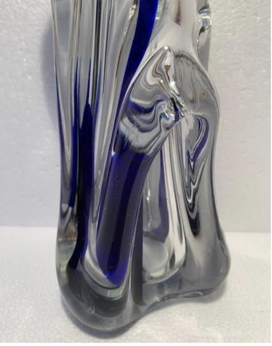 Image 1 of Vase Murano Vintage 1960 Forme Libre Bleu