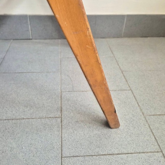 Image 1 of PAIRE DE FAUTEUILS BRIDGE VINTAGE 1950 EN HETRE PIEDS COMPAS 50S ROCKABILLY