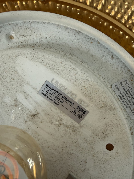 Image 1 of Vintage vergulde glazen wandlamp, Glashütte Limburg ‘60