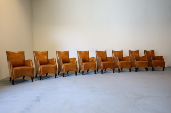 Image 1 of 8x Model Bergere Bart van Bekhoven for Artistiek Breda sheepskin dining chairs