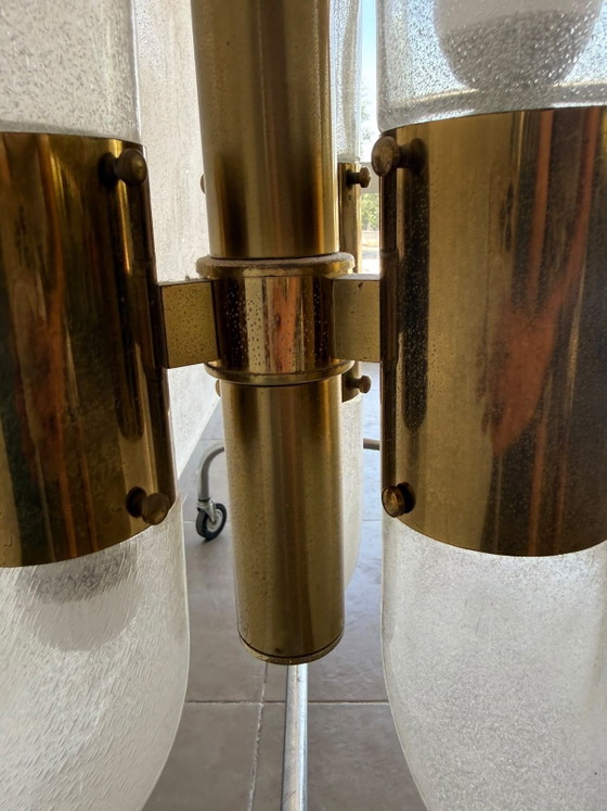 Carlo Nason for Mazzega Murano Glass and Brass Chandelier 70s, Pendant lamps, Gold (photo 4 of 5)
