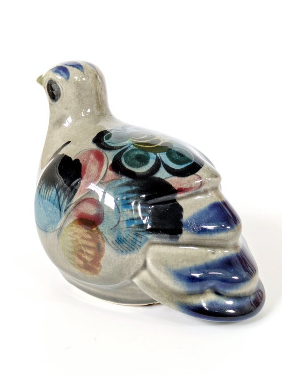 Image 1 of Figurine de caille mexicaine Tonala vintage | Poterie d'art populaire peinte à la main des années 1970