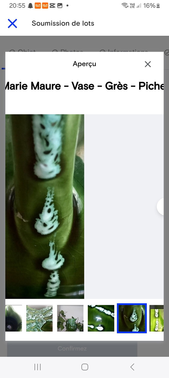 Image 1 of Rare stoneware pitcher signed "Atelier La Colombe" (Jean-Marie Maure) - Vintage 1970s