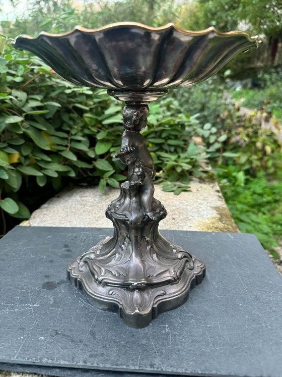 Tazza centrotavola argentata Art Nouveau, Oggetti decorativi, Metallo, Argentato (foto 9 di 10)