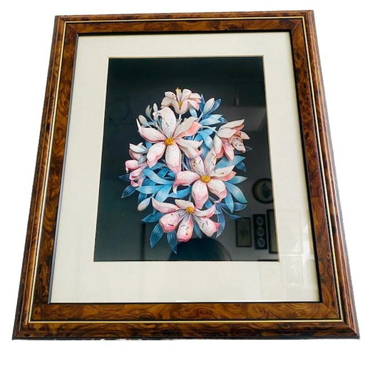 Sculpture en papier 3D avec fleurs