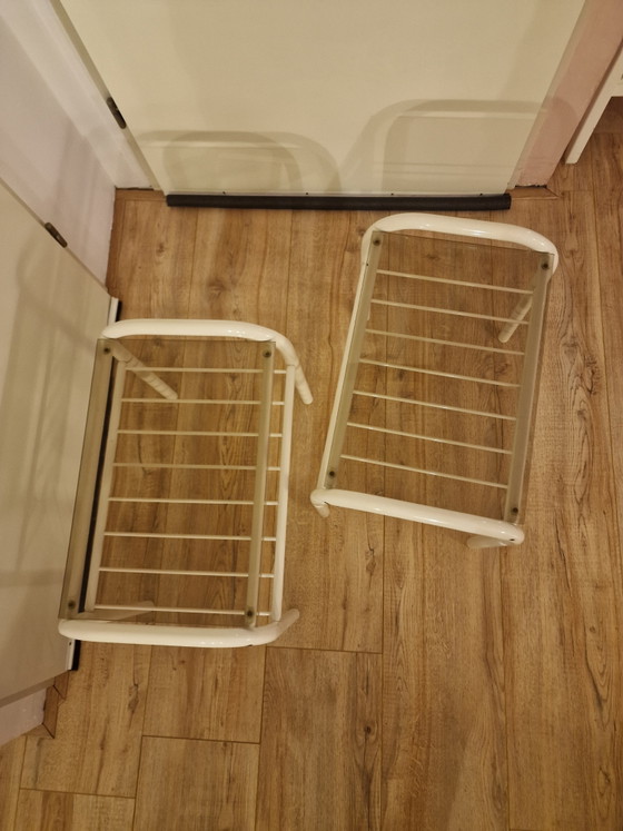 Image 1 of 2X Vintage Rookglas Buisframe Nachtkastjes
