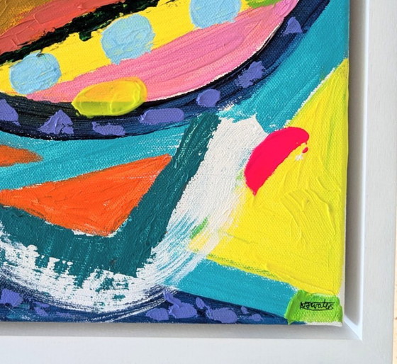 Image 1 of Nigel Waters Abstract Expressionist Painting 40 Acrylic On Canvas Framed 30x30cm