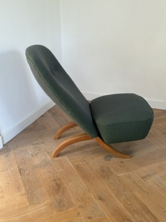 Artifort Congo fauteuil, Kuipstoelen, Textiel, Hout, Groen, Vintage (foto 5 van 5)
