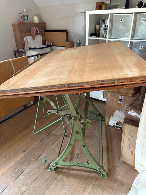 Tecnic architect's drawing table and stool