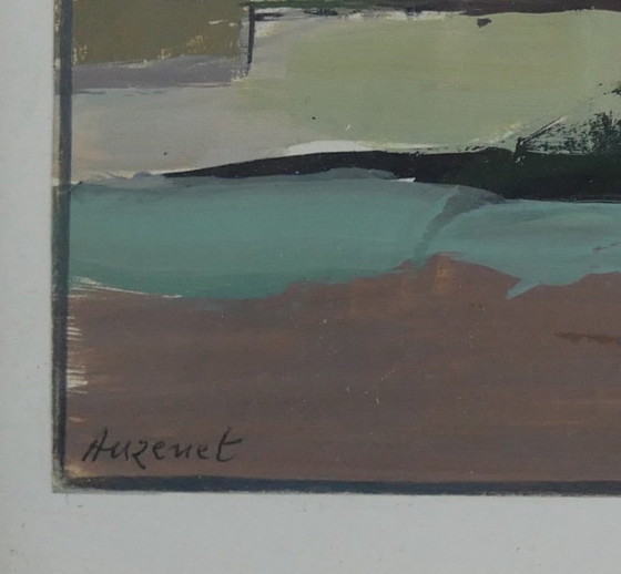 Image 1 of Hameau en hiver - Gouache signée Auzenet