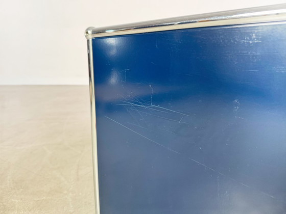 Image 1 of USM Haller coffee table Fritz Haller steel blue side table sideboard