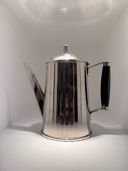 Cafetera vintage Mid-Century cromo negro | años 50/60