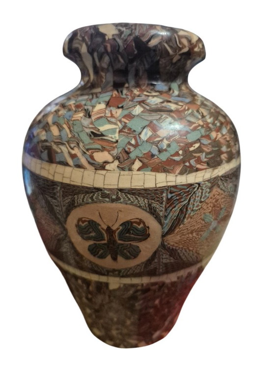 Multicolor vase with butterfly motif, jean germino vallauris, Other, Multi Color, Modern (photo 2 of 15)