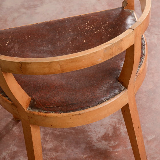 Art Deco Bucket Armchair – Leather, Wood (photo 7 of 11)