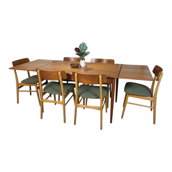 Image 1 of Vintage jaren 60 verlengbare Deense eettafel teak topstaat!