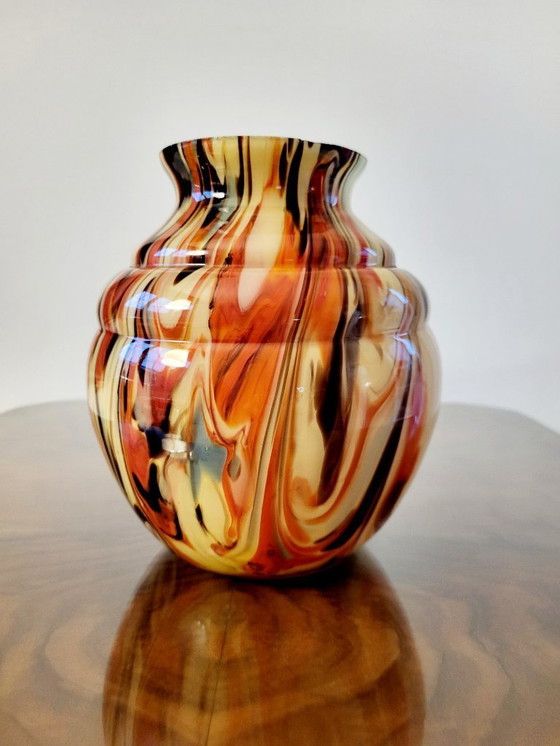 Image 1 of Art deco opaline glazen vaas, Verreries de Scailmont, Henri Heemskerk, België