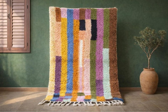 Image 1 of Mehrfarbige Berber-Tapis aus Leinen, 250 cm x 150 cm