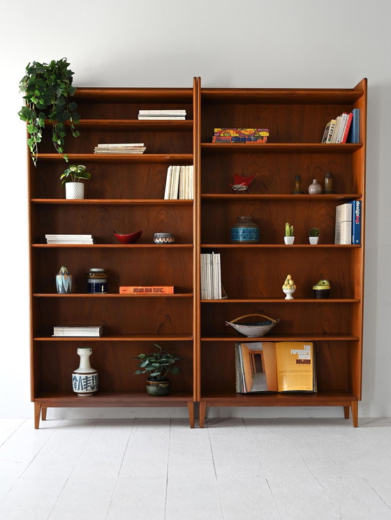 Image 1 of Scandinavian Wall Bookcase in Teak, 1950s/60s