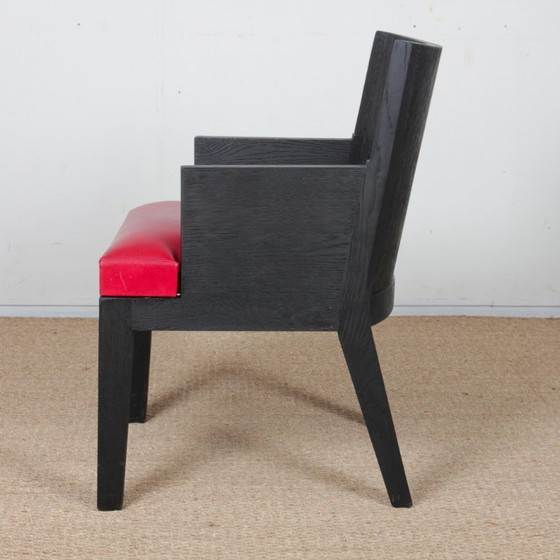 Image 1 of Stall-fauteuil van leer, ontworpen door Christian Liaigre, 1990.