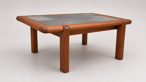 Vintage Danish Style Teak Coffee Table With Slate Tile Top – 1970s – salontafels, Wood (photo 2 of 6)