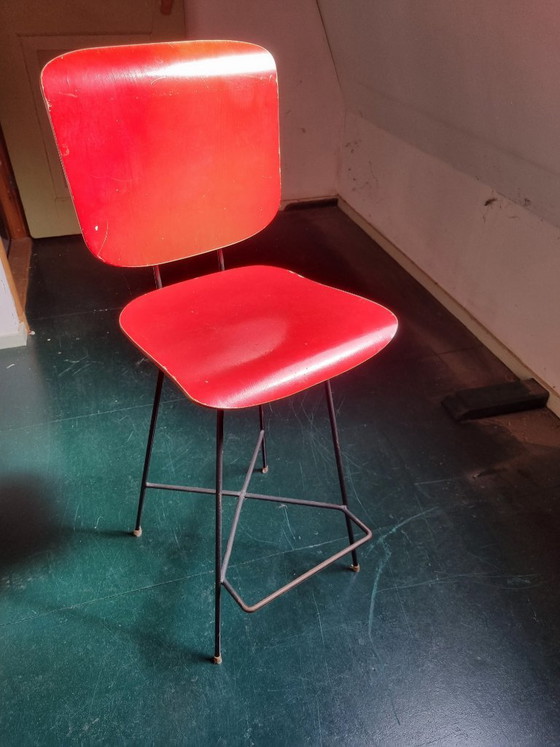 Chaise haute design vintage 1950 Coen De Vries – Tabourets de bar, Metal, Wood (photo 4 of 5)