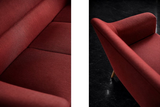 Image 1 of Canapé 3 Places Vintage Élégant Scandinave Moderne Mid-Century Rouge de Bröderna Anderssons, 1950s