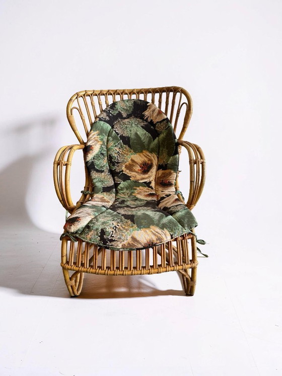 Image 1 of Fauteuil lounge en rotin de Dirk van Sliedregt pour Rohé, 1960