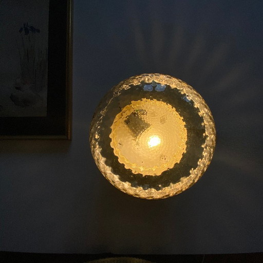 Antique round yellow-gold glass wall sconce/ceiling light, 23 cm