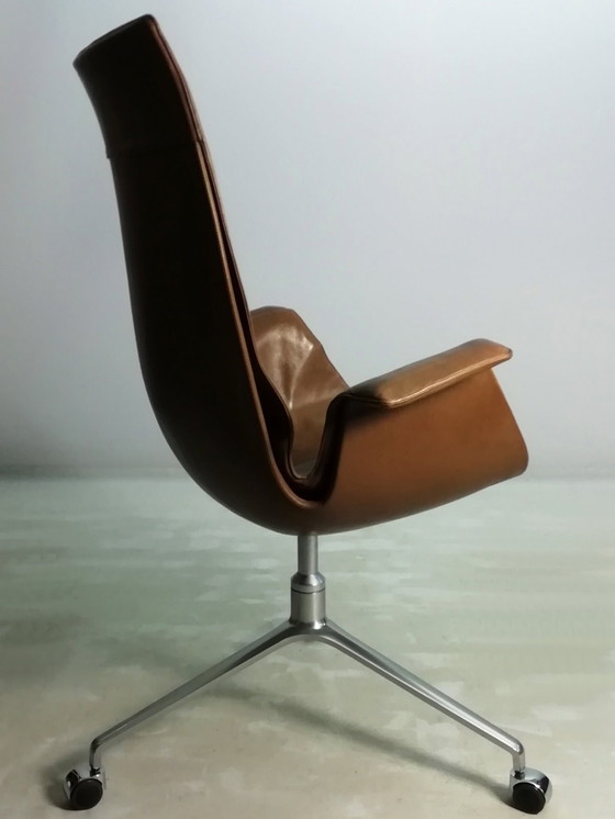 Image 1 of Sedia da ufficio in pelle Kill FK67 Icone 1967 Fabricius Kastholm Tulip a 3 gambe Knoll