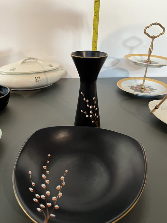 Image 1 of Vintage Flora Gouda vase and bowl from series 1120 ‘Spring’
