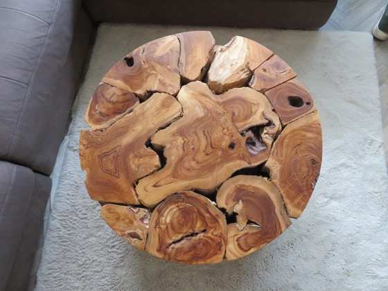 Image 1 of Table basse artisanale en teck d'Indonésie
