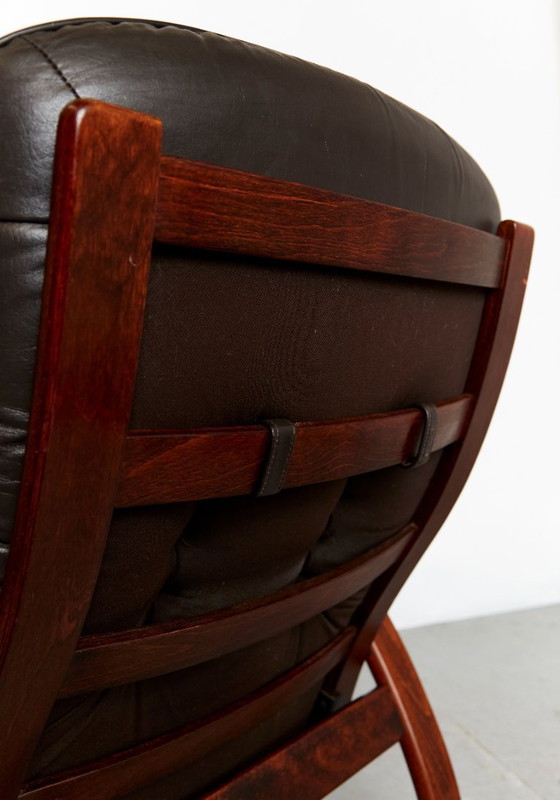 Image 1 of Poltrona vintage scandinava con pouf di Arnt Lande per Westnofa, anni '70