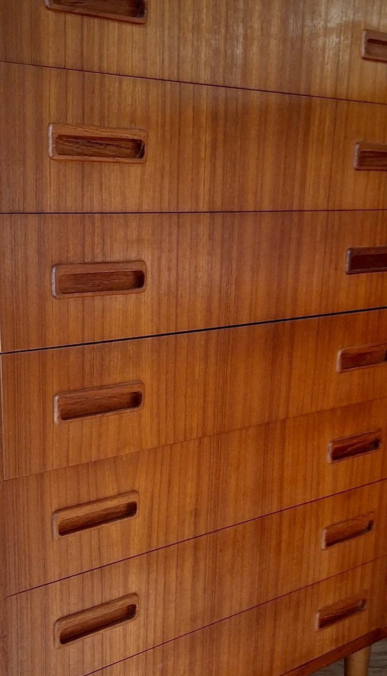 Image 1 of Teakhouten ladekast met 7 laden van Borge Dam, Denemarken, jaren 60.