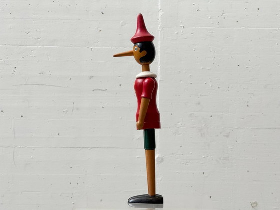 Image 1 of Ikonische Holzfigur Pinocchio, dekorative Gelenkfigur, 1960er Jahre