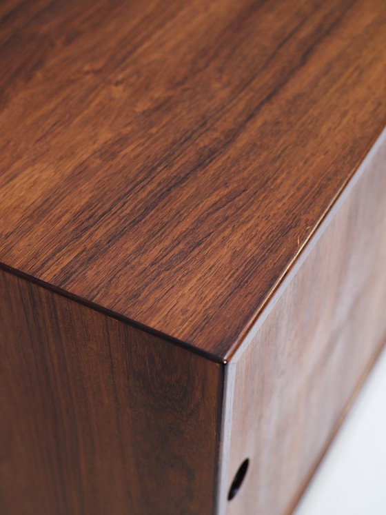 Image 1 of Lang dressoir lowboard palissander chroom vintage Deens