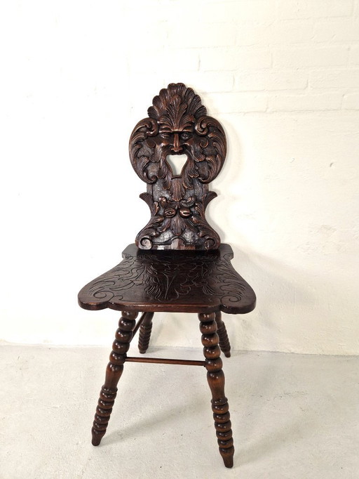 Antique Gothic hall chair Bobbin Legs