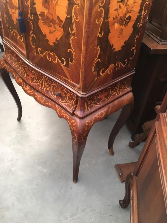 Vintage Italian Inlaid Burr Cocktail Cabinet, 1950s, Liquor cabinets, Italian Design (photo 7 of 12)