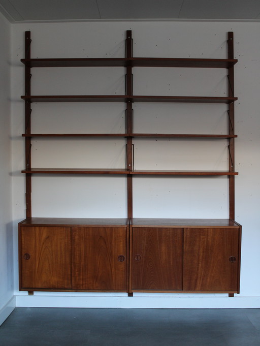 Sistema di pareti modulari danesi vintage in teak