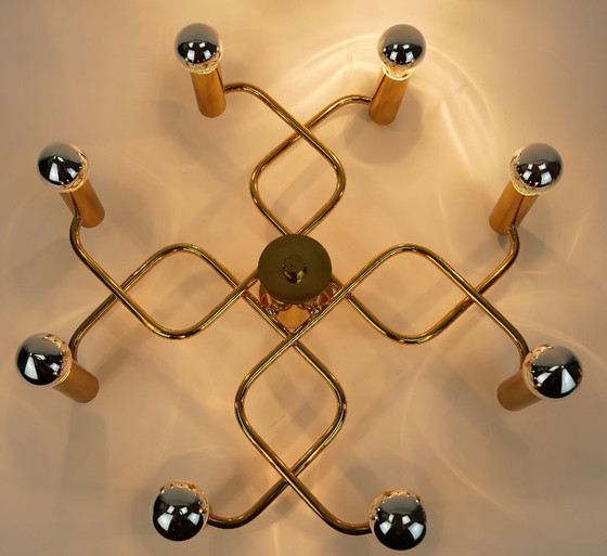 Large 1970s Sputnik Brass Ceiling Lamp 8-Light Ceiling Fixture – Ceiling lights (photo 6 of 11)